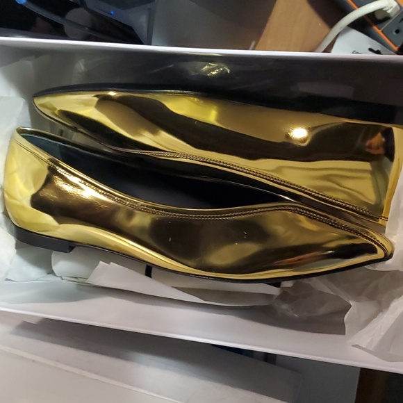 Sz 40 NIB $710 Paco Rabanne metallic pointy ballet flats - Picture 5 of 7